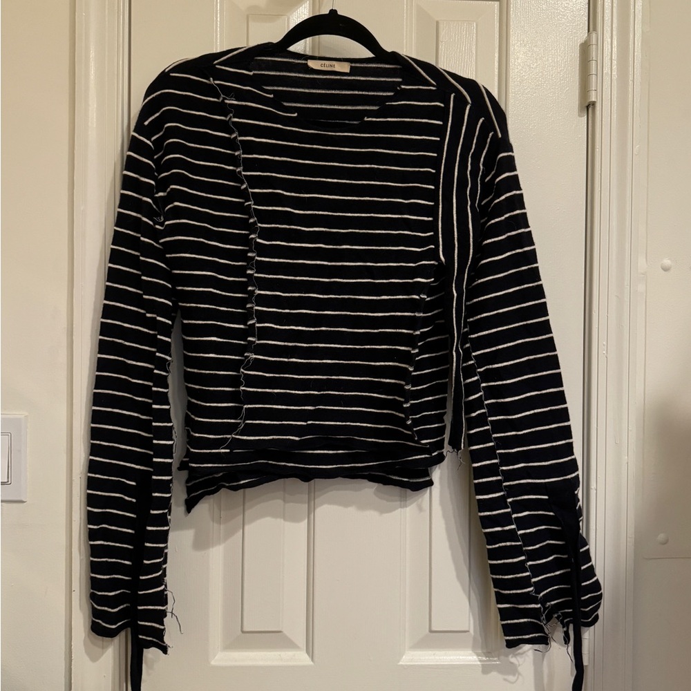 Celine Navy and White Stripe Sweater